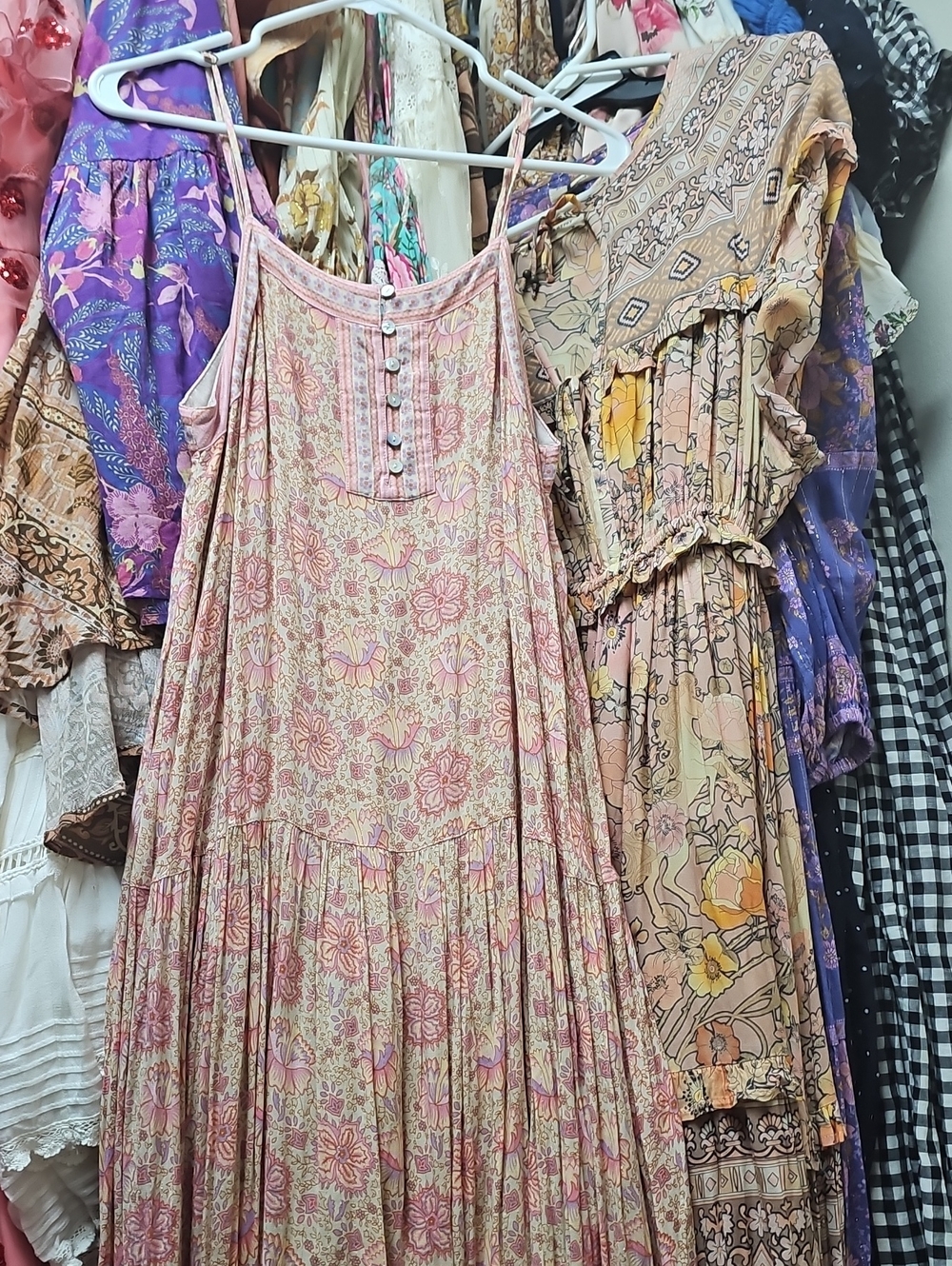 Spell Bohemian Floral Spaghetti-Strap Maxi Dress in Blush Pink